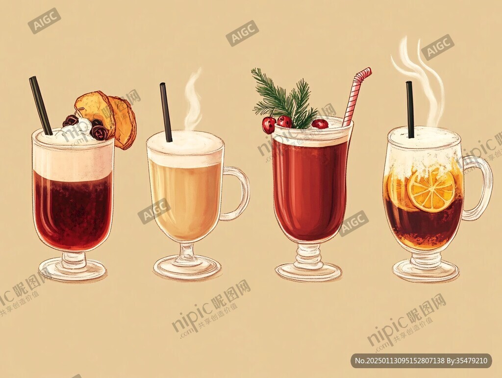 手绘奶茶插画