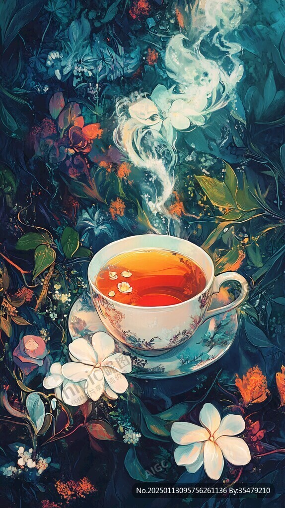 插画花茶