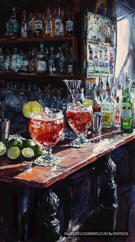 洋酒油画