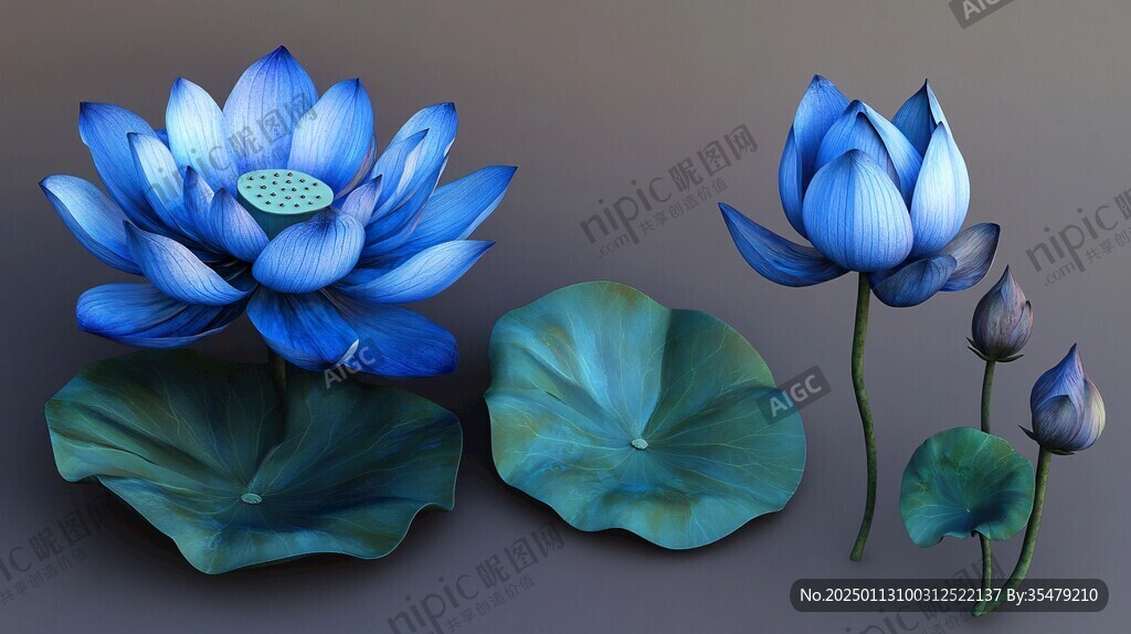 3d立体花卉荷花