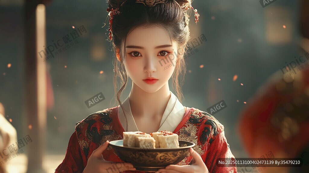古风美女过年