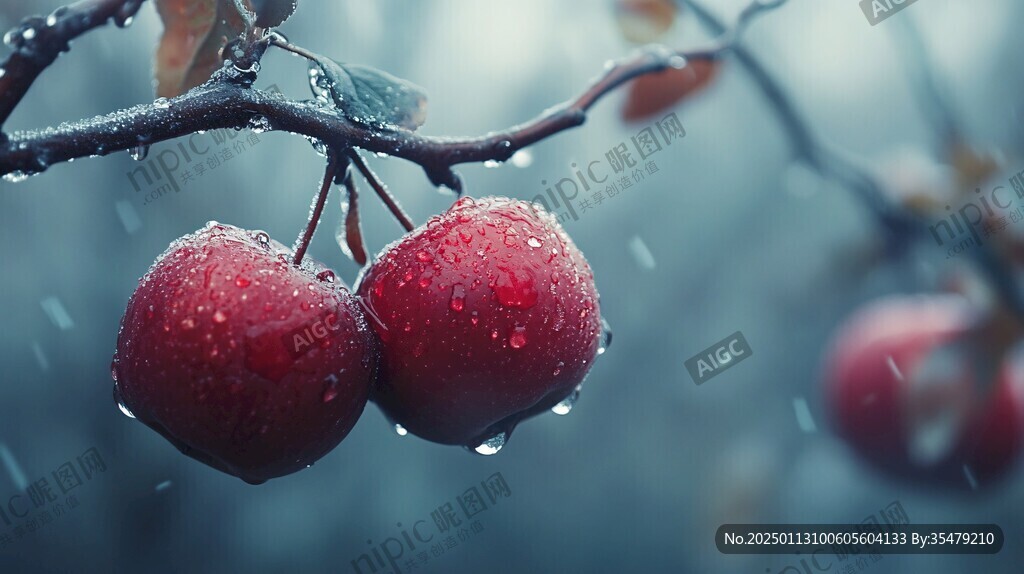 雨中红果