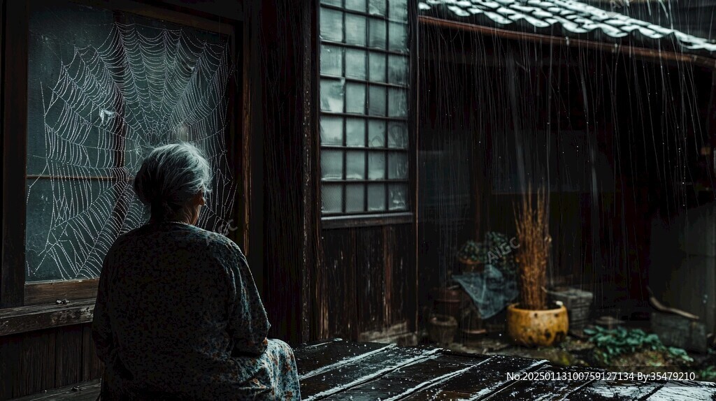 雨天庭院