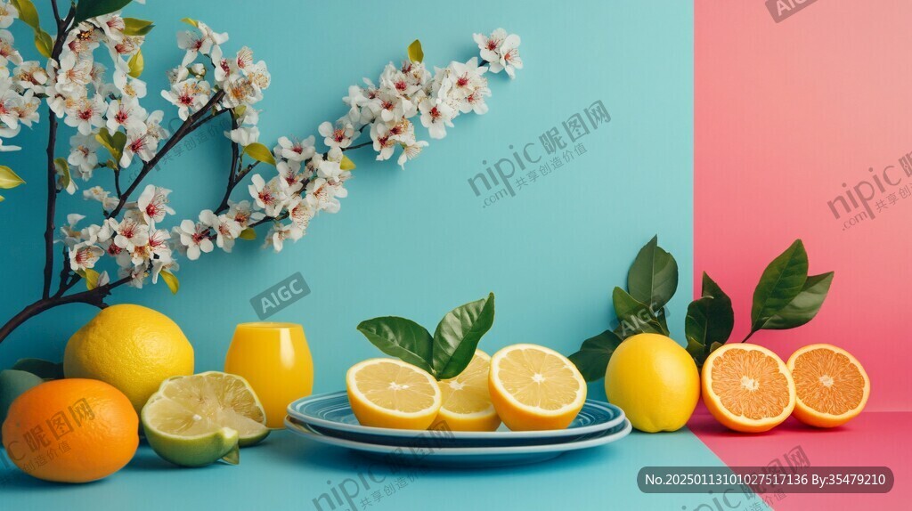 活力西柚色立体背景