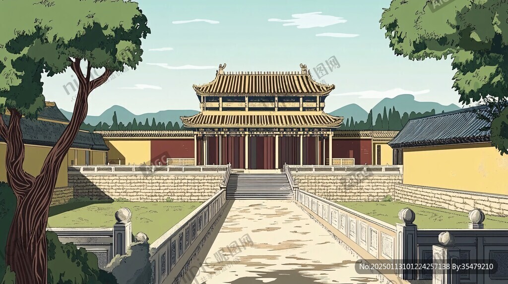 庙宇插画