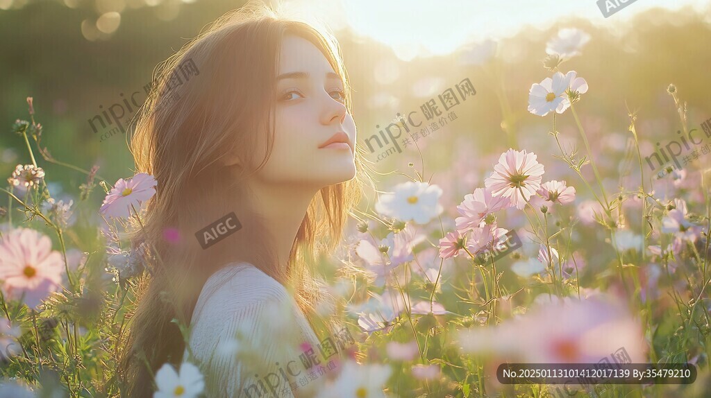 唯美女孩花儿美女