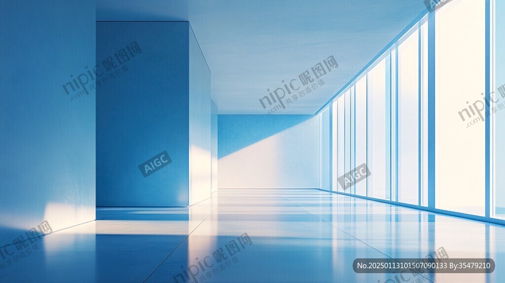 建筑设计蓝色的房间