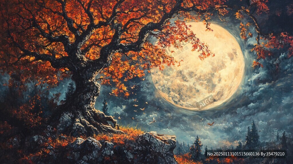 月夜油画