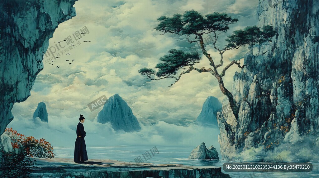 古风人像水墨山水