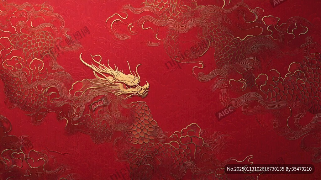 龙年红金渐变插画