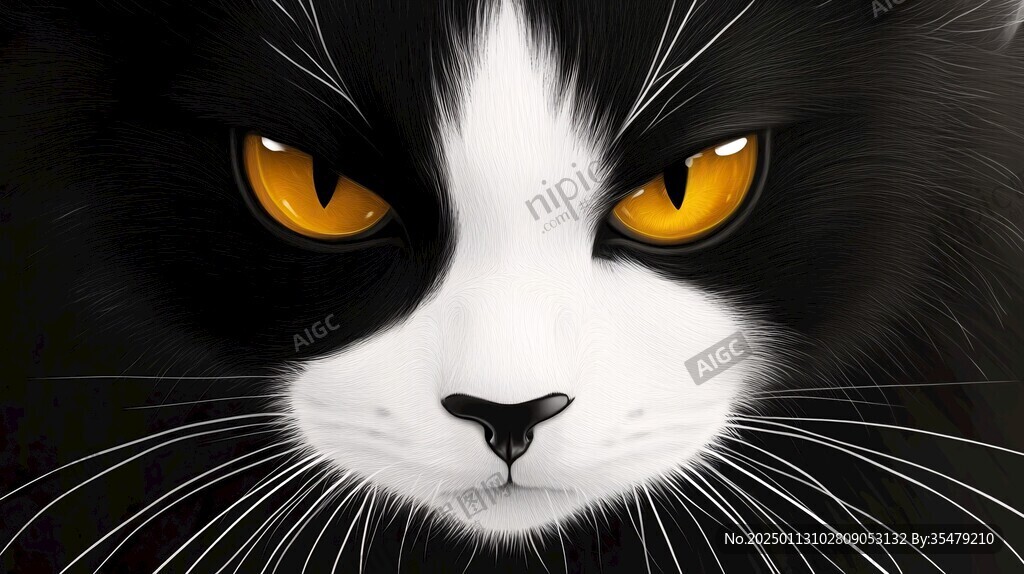 手绘大眼萌猫咪装饰画