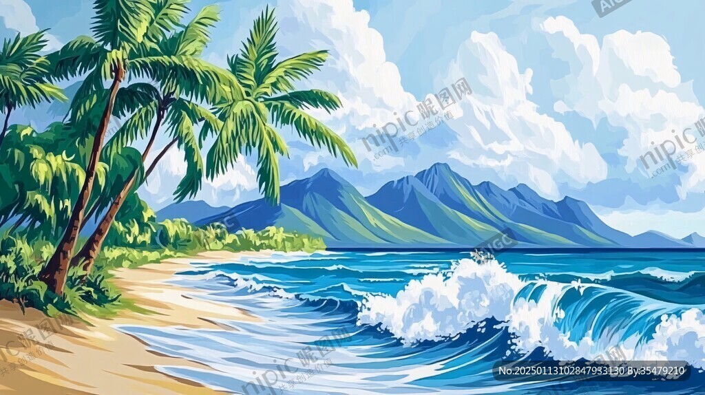 海岸插画