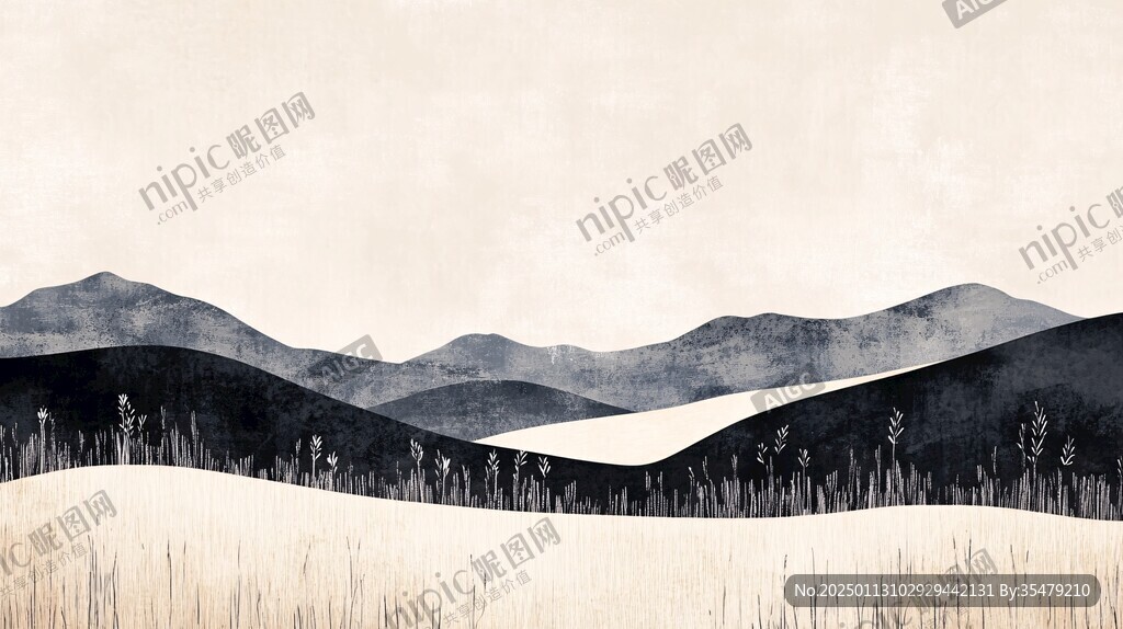抽象芦苇山水
