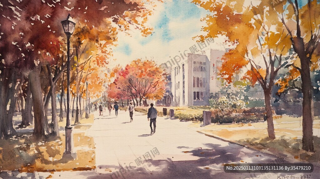 耶鲁大学插画水彩
