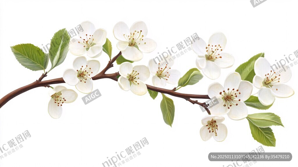手绘苹果花桃花杏花