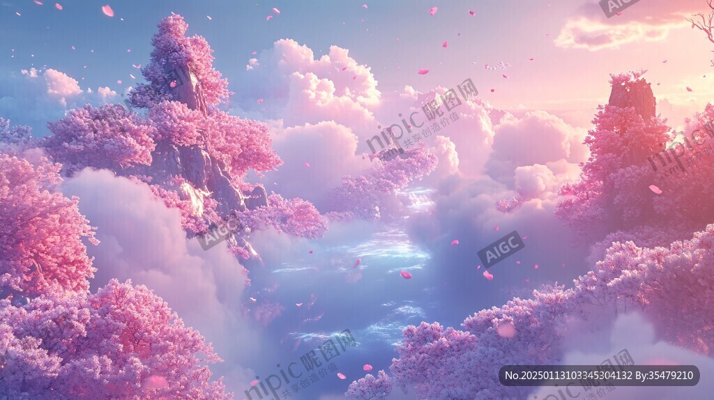 粉色的奇幻风景