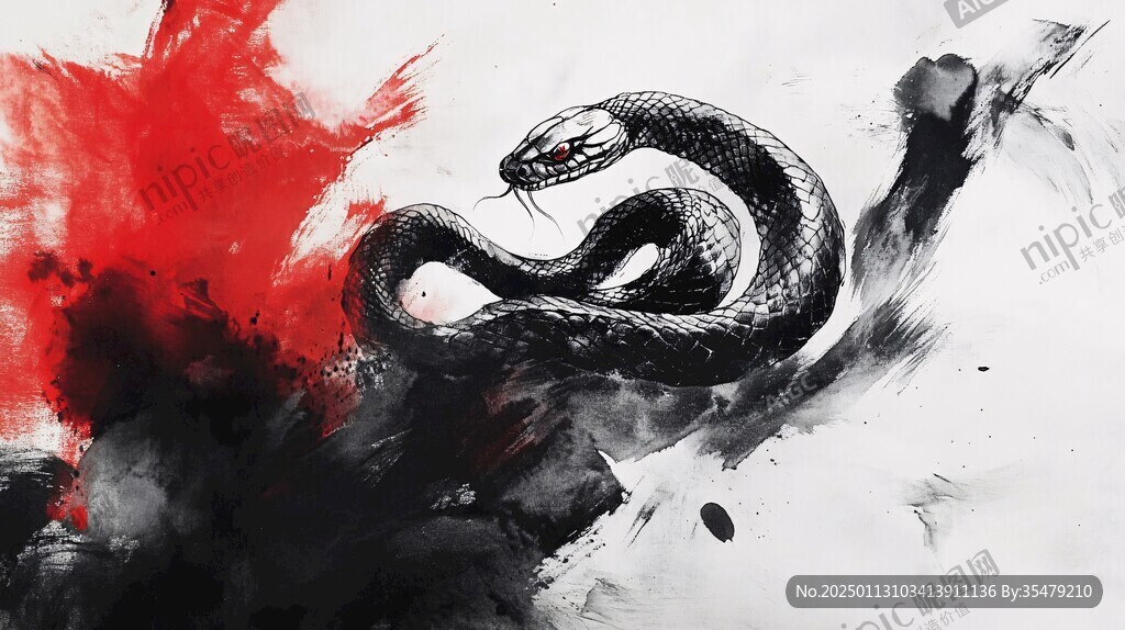 水墨蛇