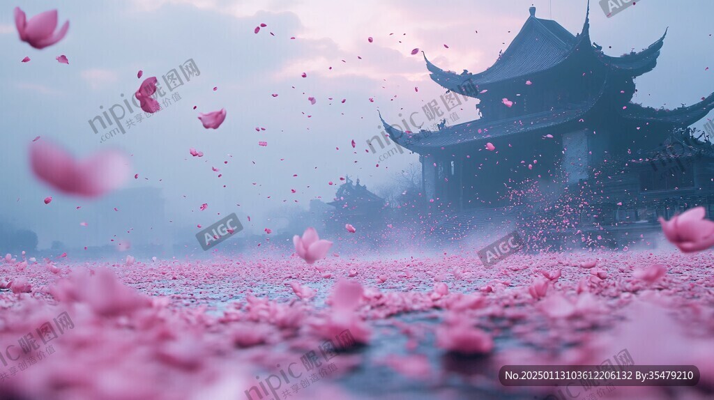落花意境图