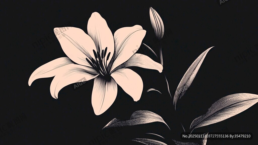 黑底百合花