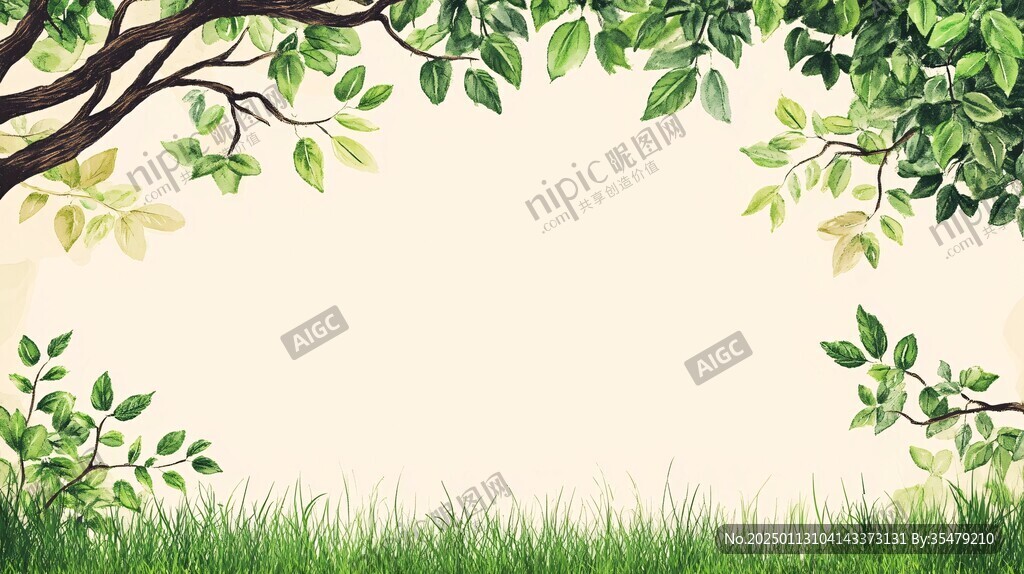 卡通绿树草地背景