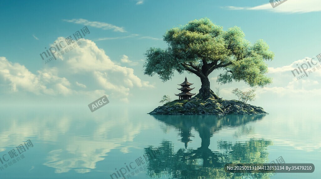 小树意境图