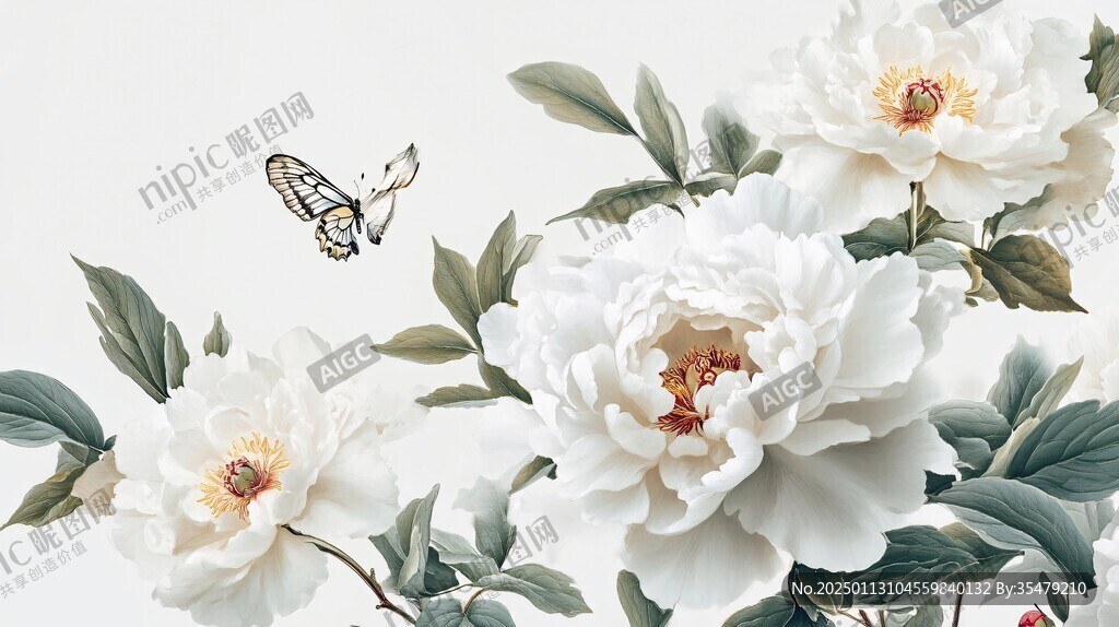 牡丹花壁画壁纸