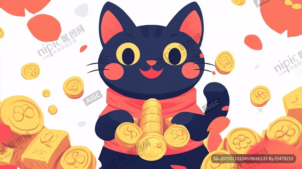 发财猫插画