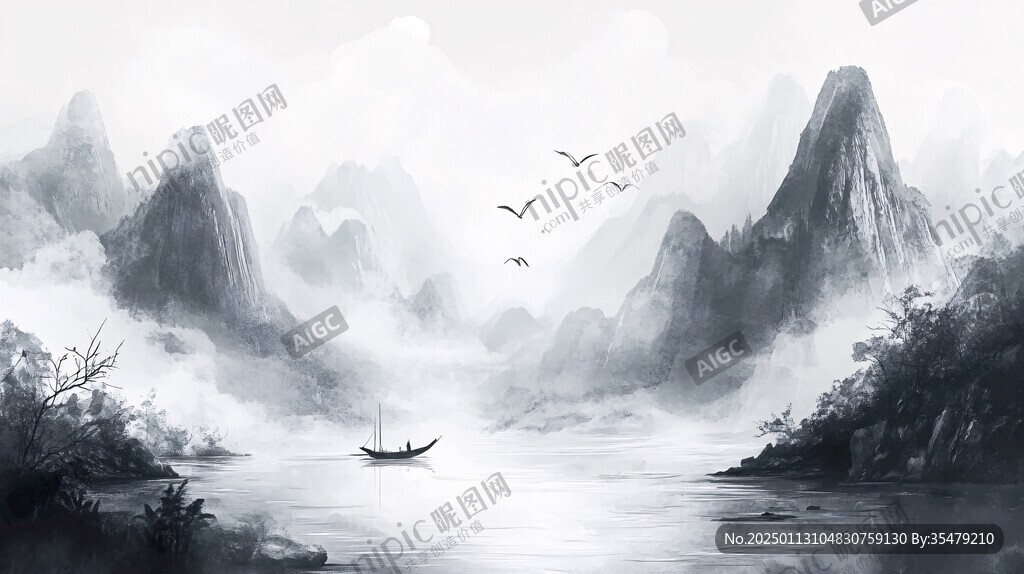 诗意古风水墨山水
