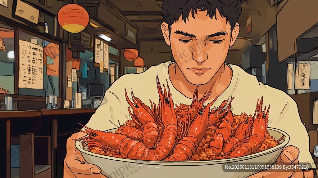 热卤现捞插画