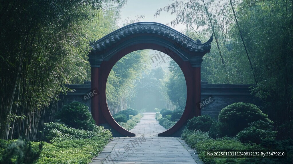中式园林古典园林月门