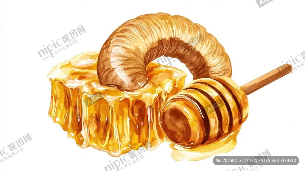 蜂蜜手绘插画