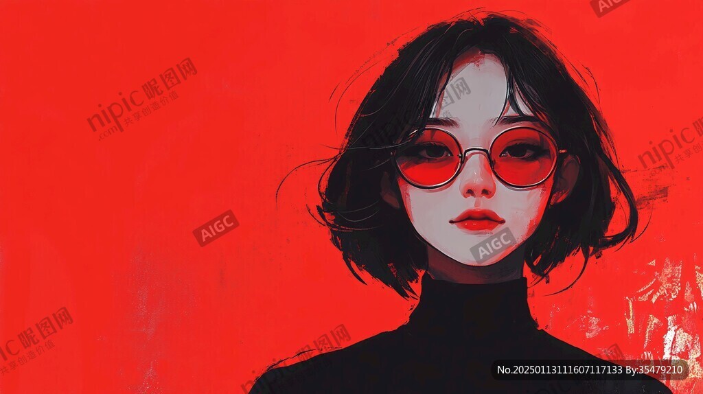 墨镜人物插画