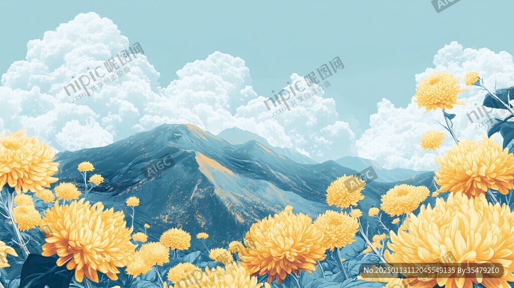 昆仑雪菊插画