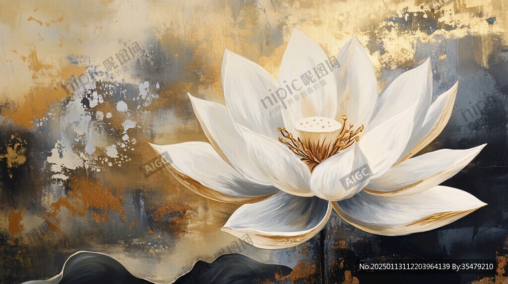 禅意莲花壁画