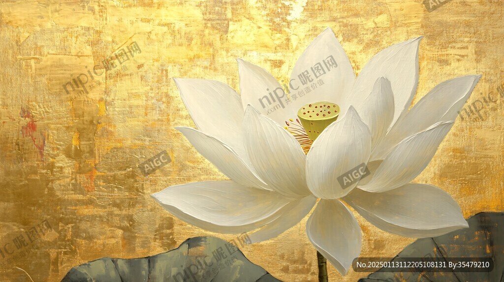 禅意莲花壁画