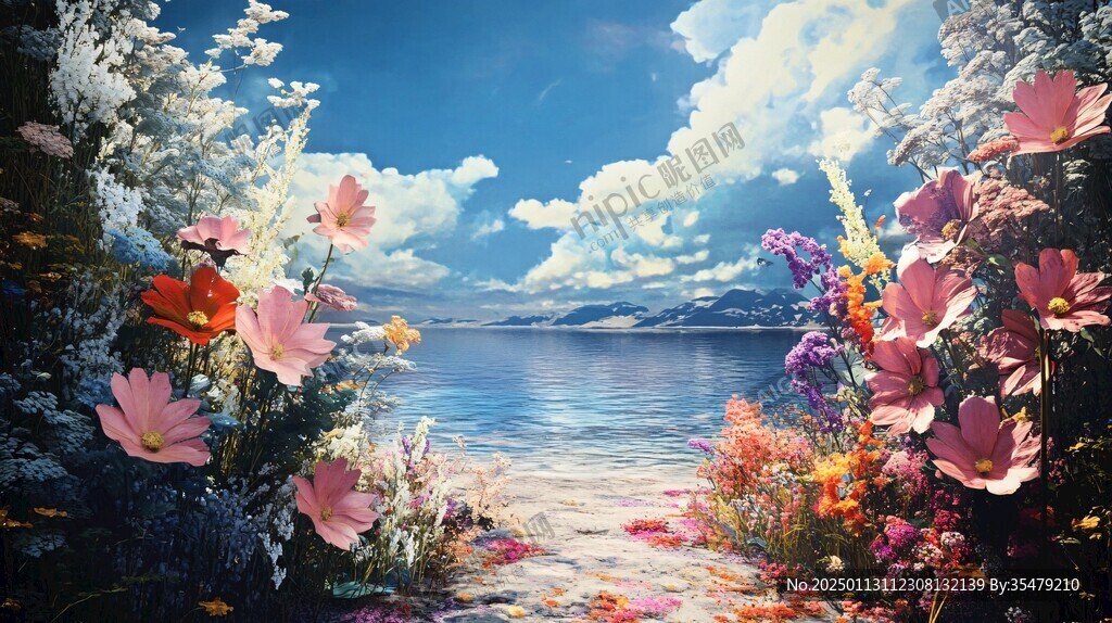 唯美梦幻花田场景