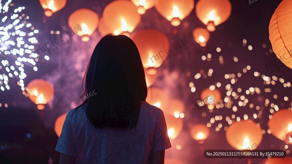 元宵节灯笼下