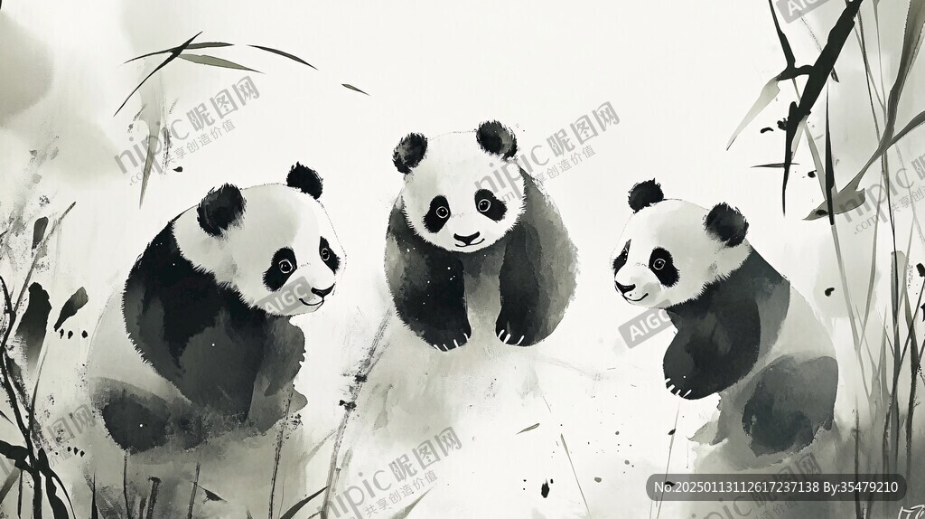 熊猫绘本插图插画