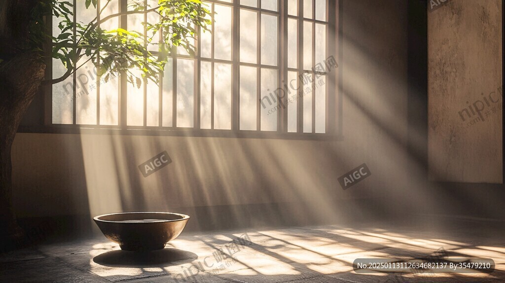 阳光与盆栽