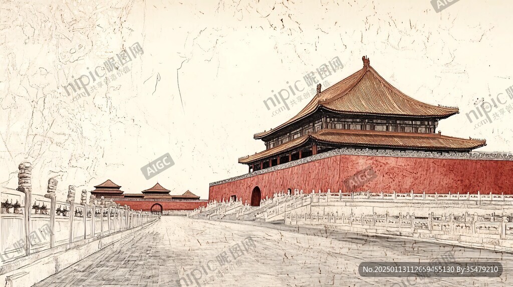 手绘故宫