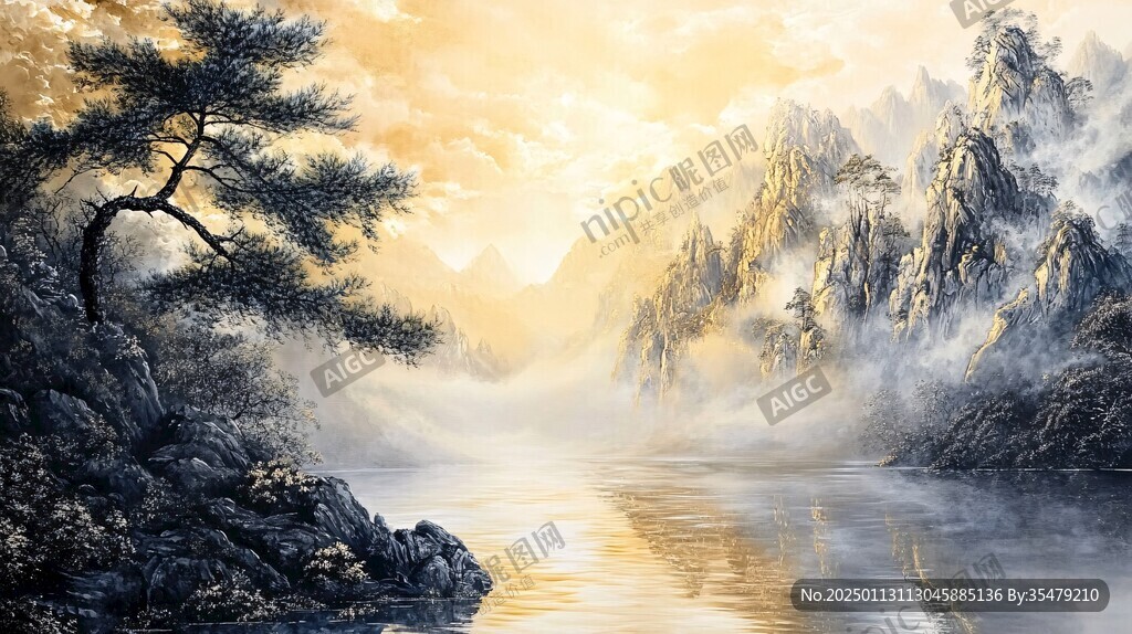 金色山水壁画