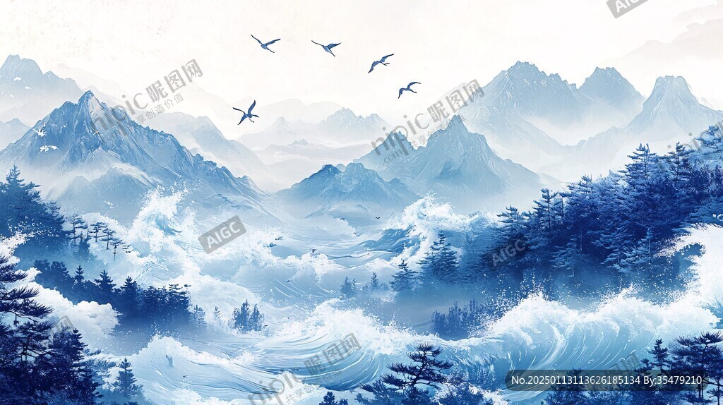 山水包装插画