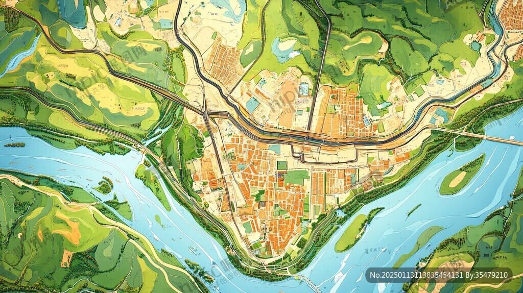 城市规划展示馆插画
