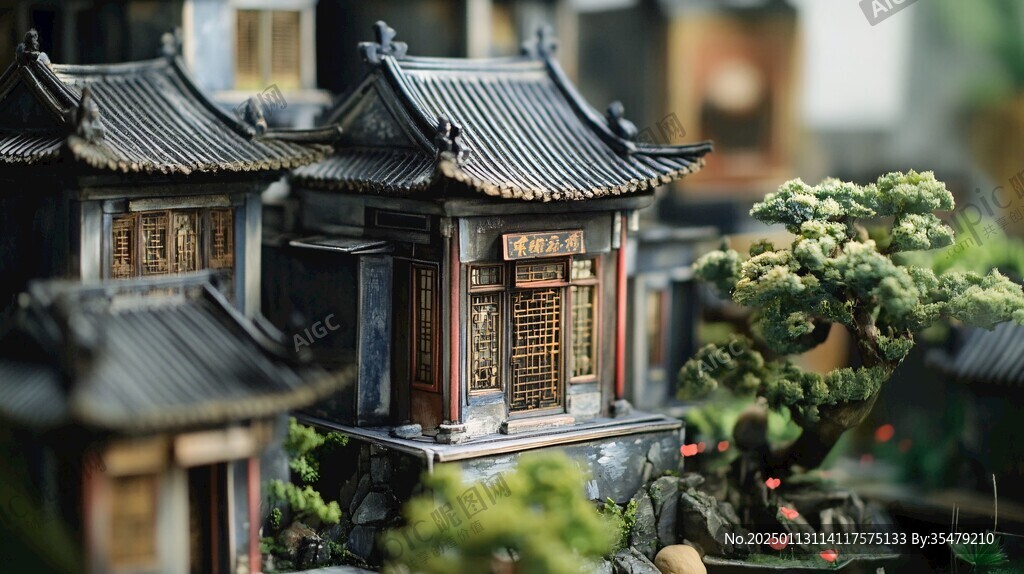 中式建筑微缩模型