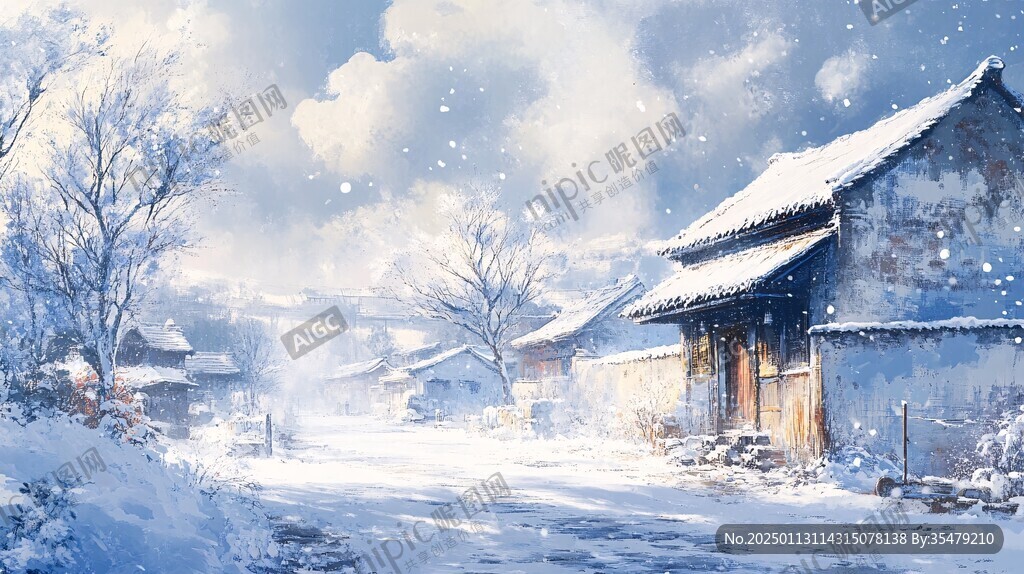 雪景古风插画