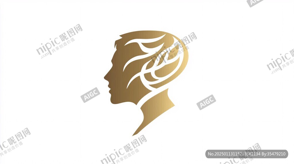 女性侧脸标志logo