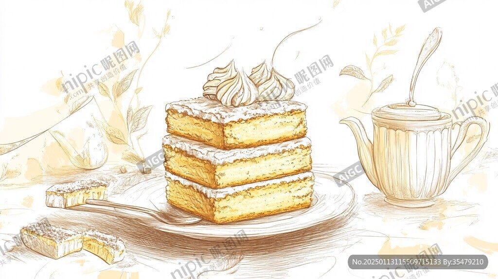 拿破仑蛋糕插画