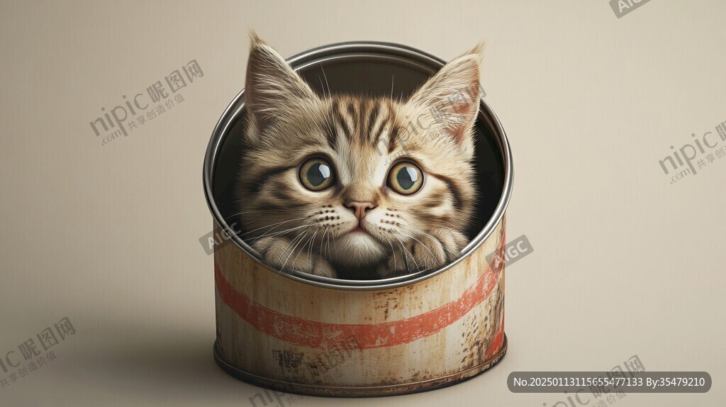 猫罐头包装插画