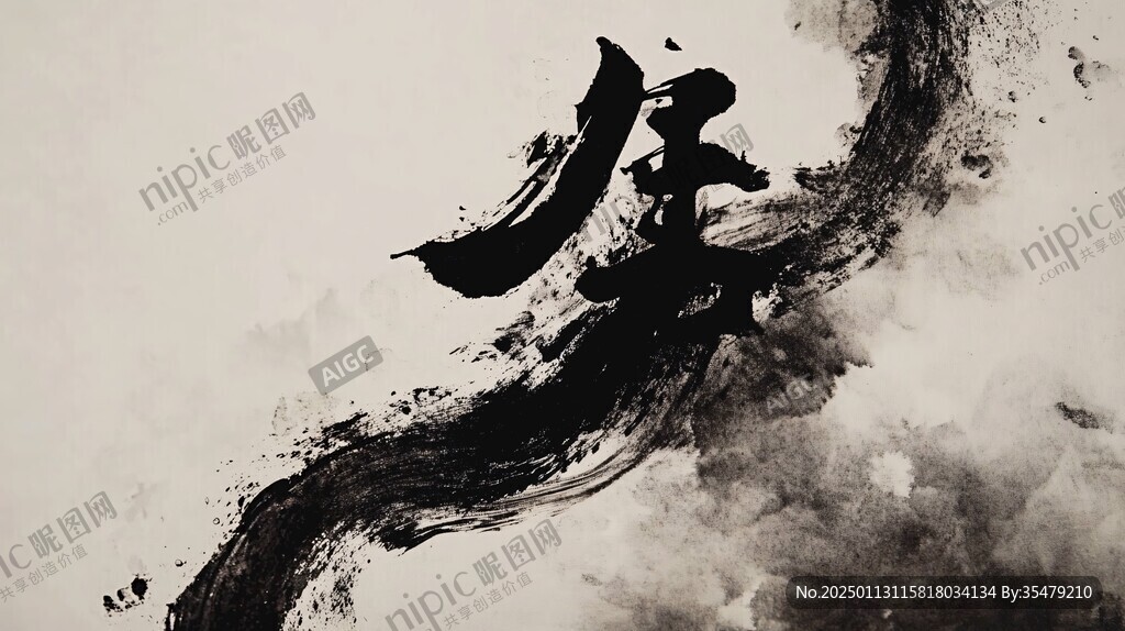 抽象水墨一字水墨化开