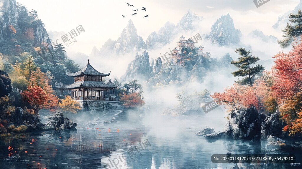山水楼阁雅致意境风
